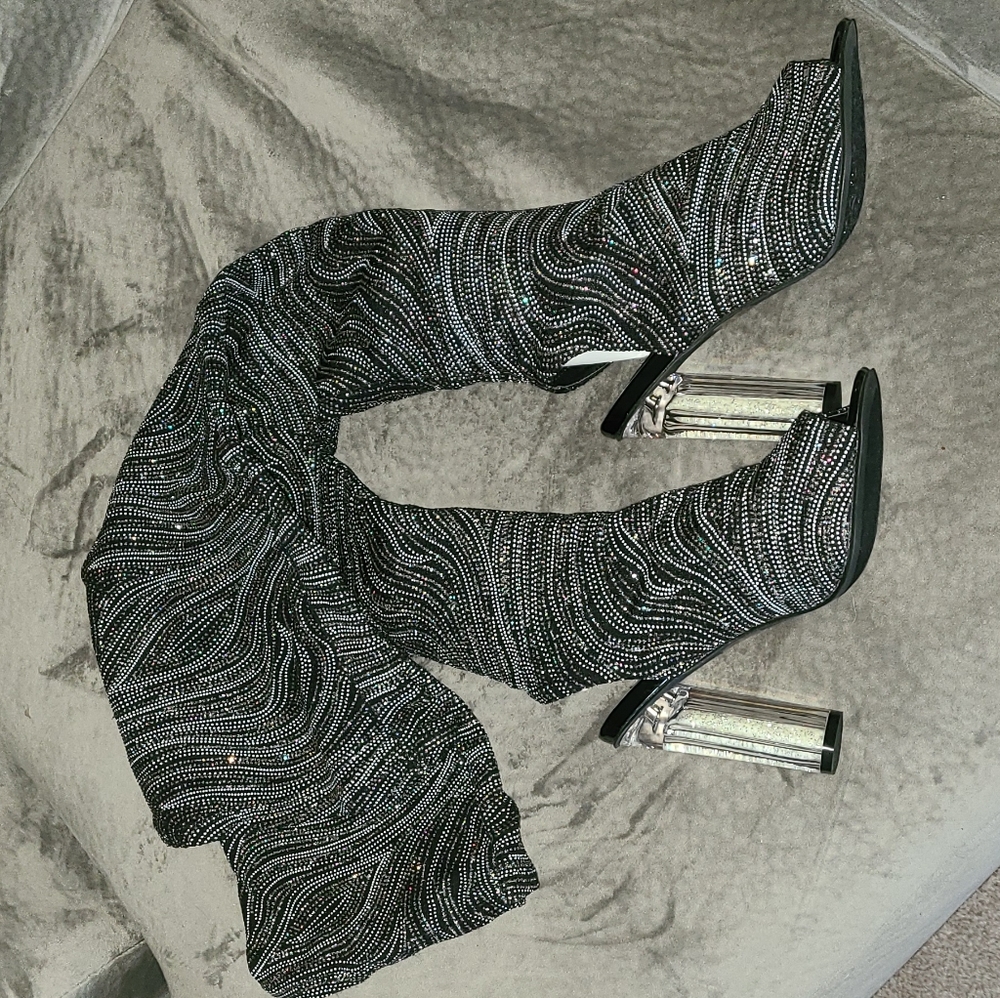 Rhinestone Thigh High Boots